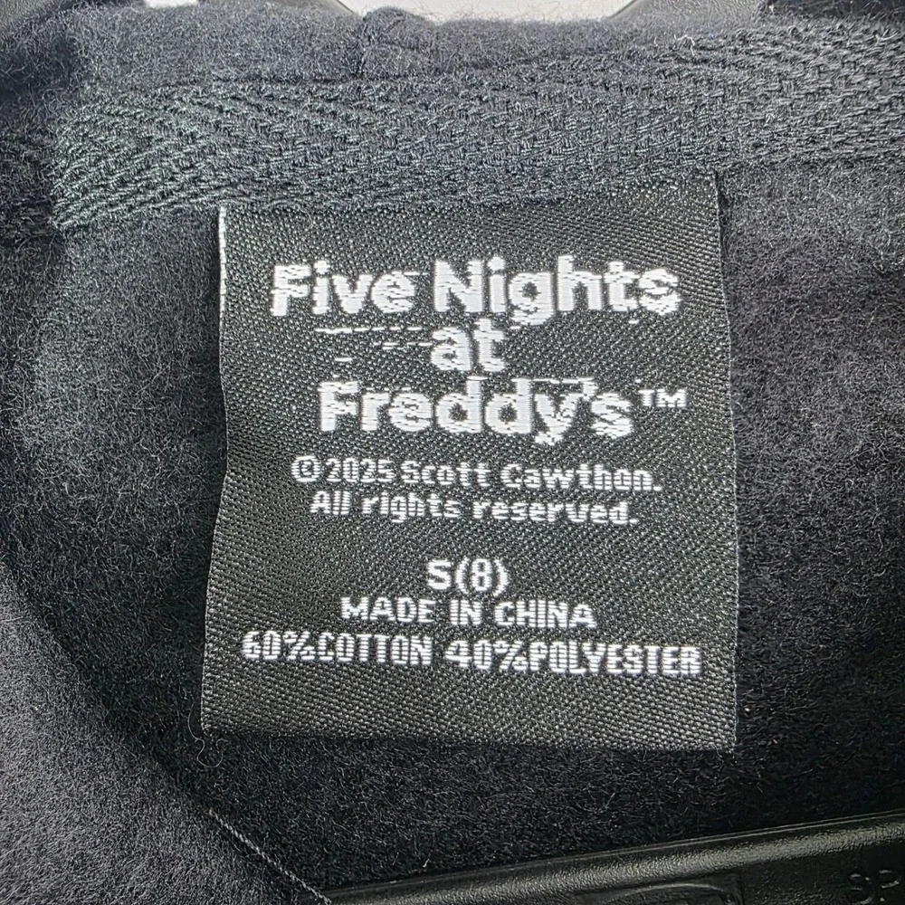 NWT Five Nights at Freddy's Boys Small 8 Graphic Hoodie Black FNAF